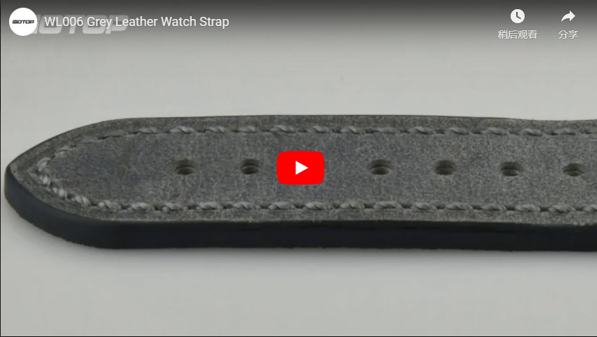 WL006 Grey Leather Watch Strap