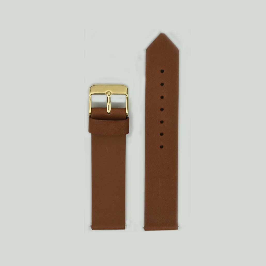 Coffee And Gold Leather Watch Strap