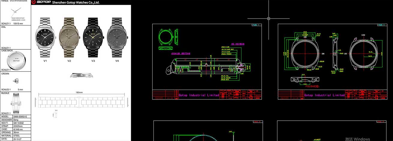 flat and technical drawing gotopwatches