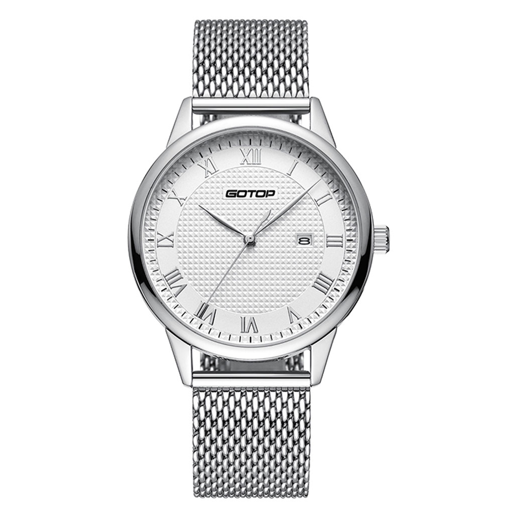 AW386 Silver And White Men's Watch With Roman Numera