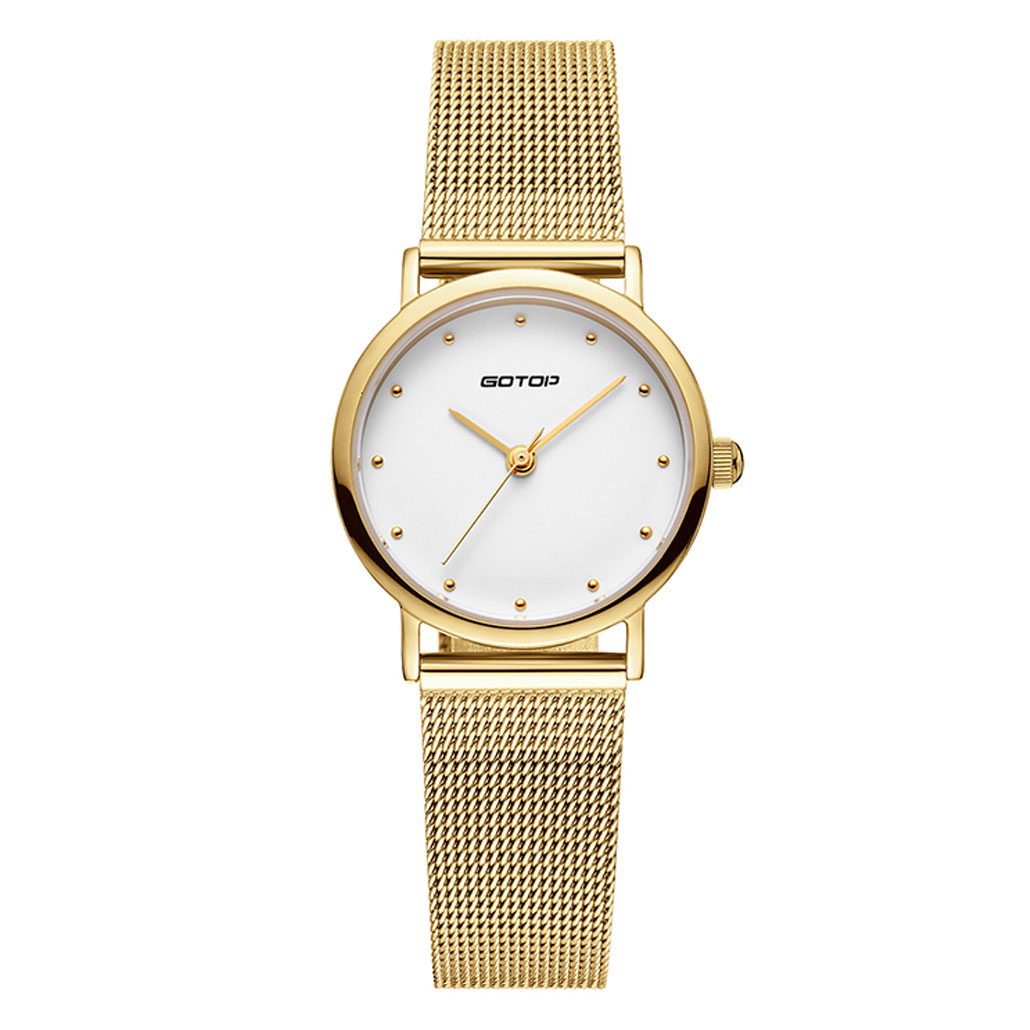 AW478 Pure White Face Women's Watch With Mesh Band