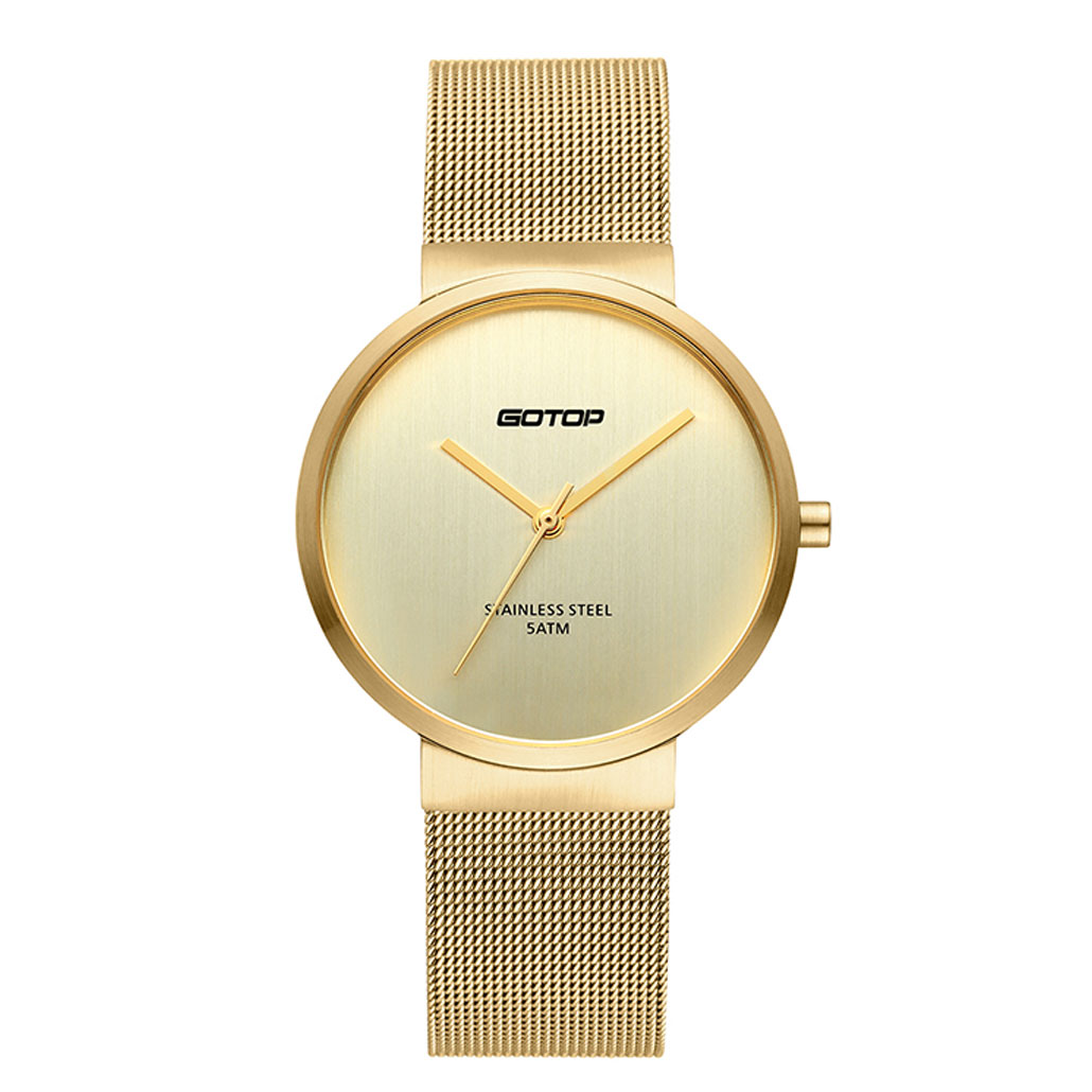 SS306-02 All Gold Women's Watch With Mesh Band And Slim Bezel