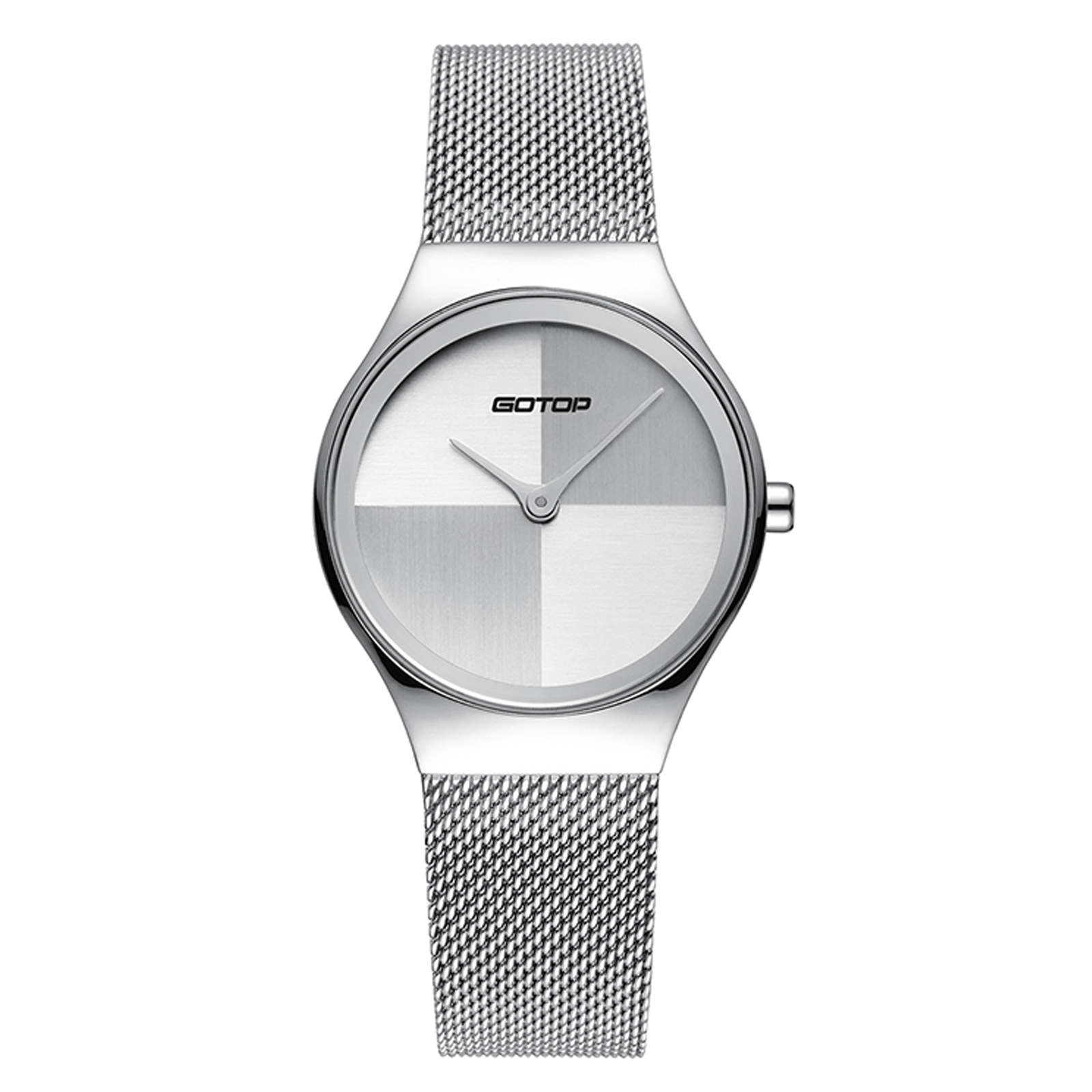 Silver Stainless-Steel Women's Watch With Mesh Band