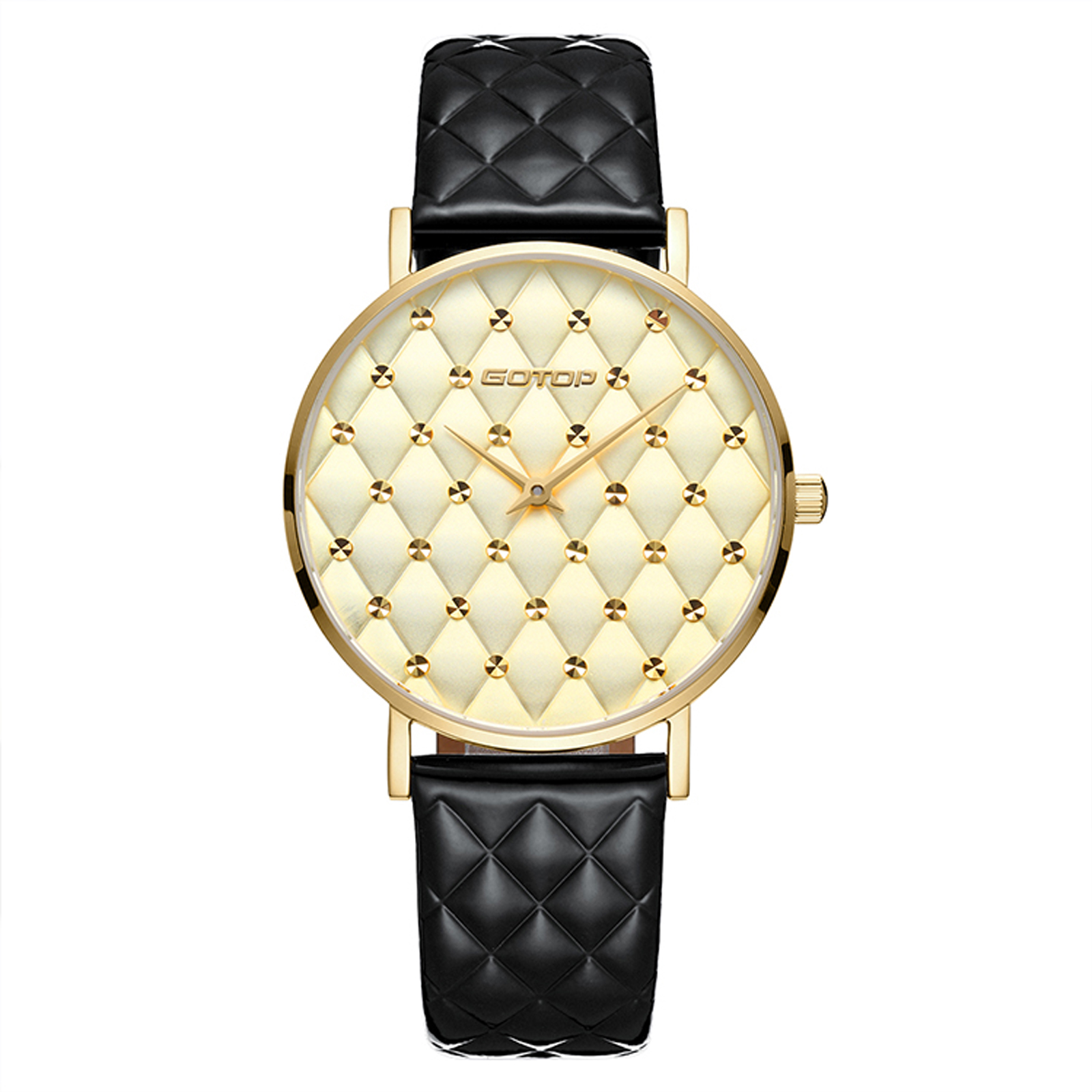 Black And Gold Quilt-Effect Women's Watch