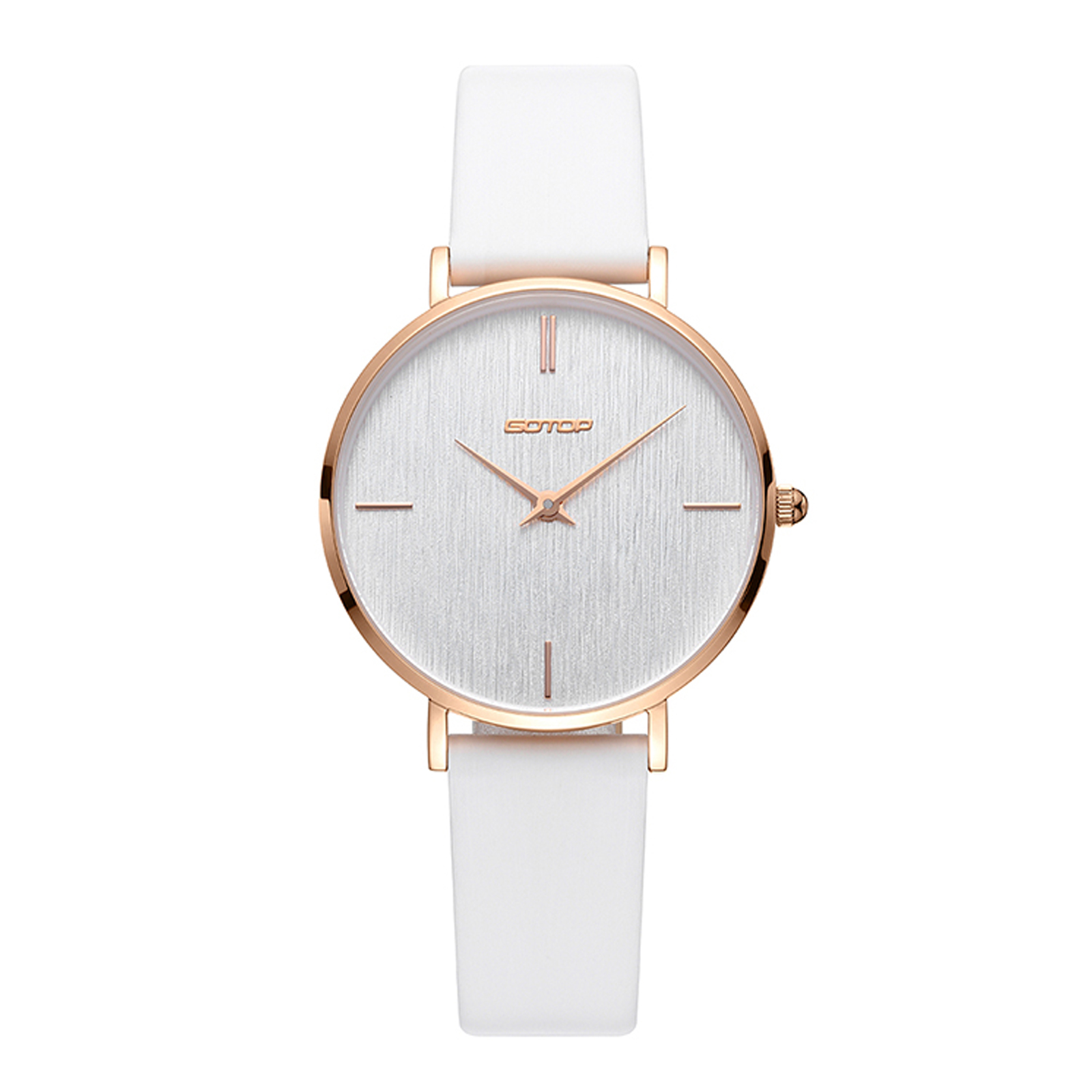 Rose Gold Women's Watch With Leather Strap