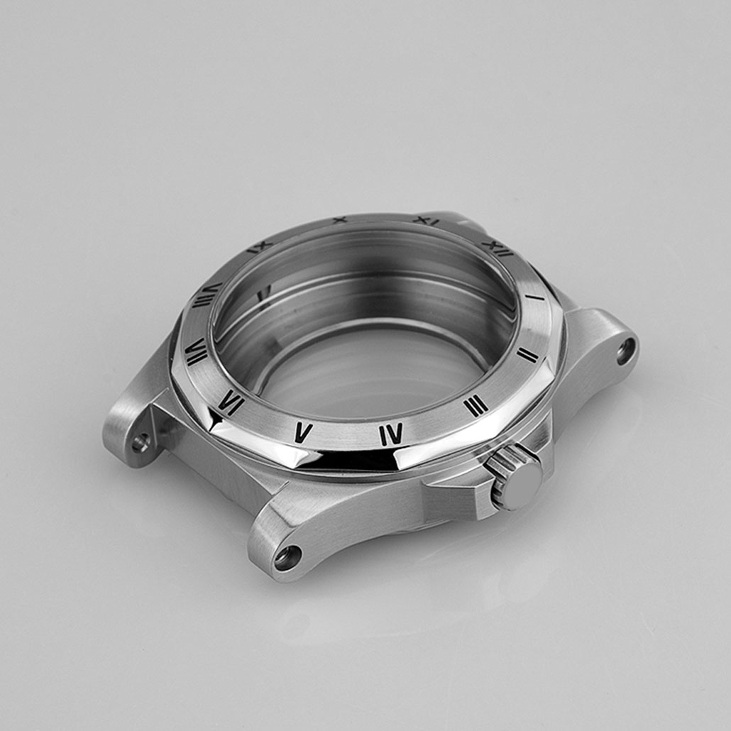 Round Stainless-Steel Watch Case with Screw Detail