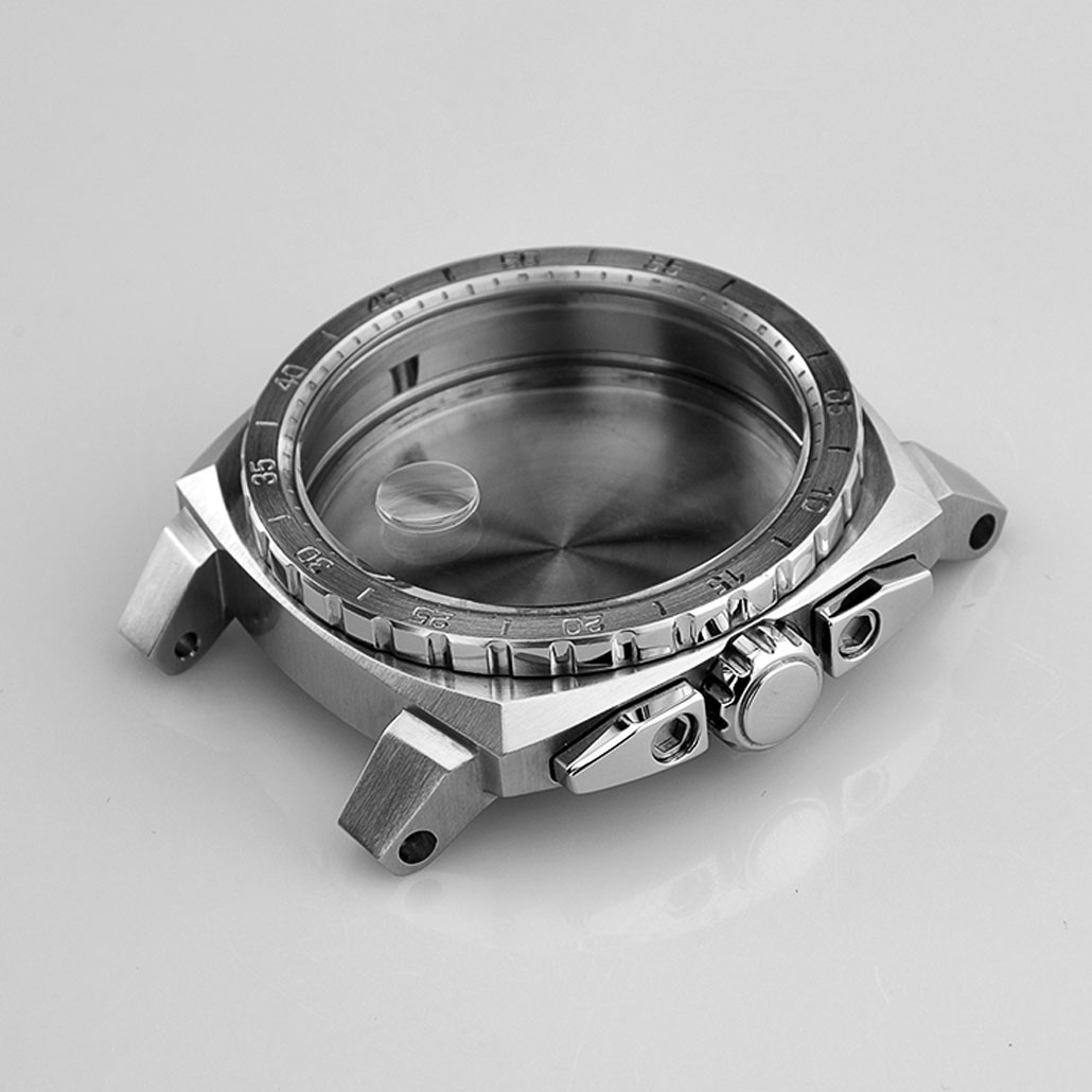 Polished Stainless-Steel Watch Case With Knurled Details