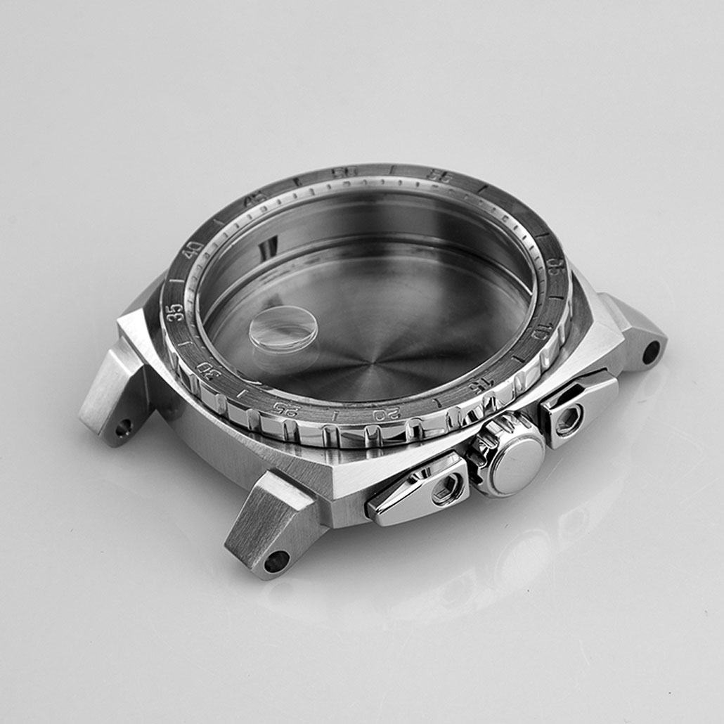 WC024 Polished Stainless-Steel watch Case with Knurled Details