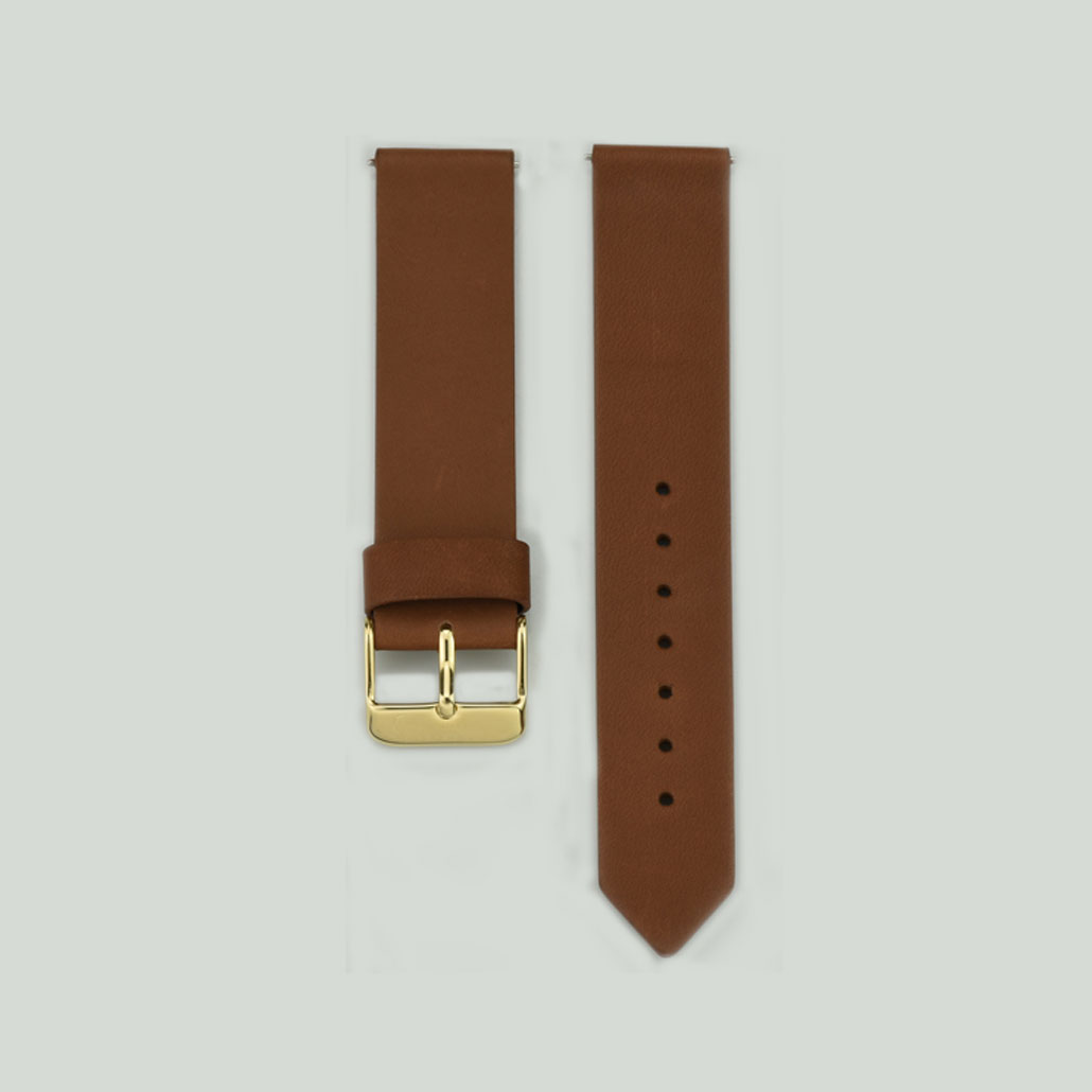 WL013 Coffee And Gold Leather Watch Strap