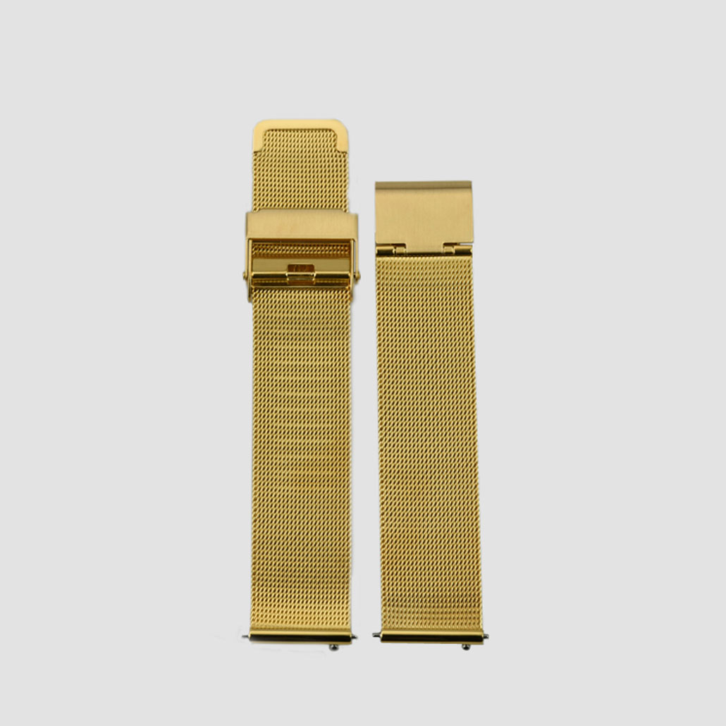 Gold Colored Stainless-Steel Watch Bracelet With Safety Buckle