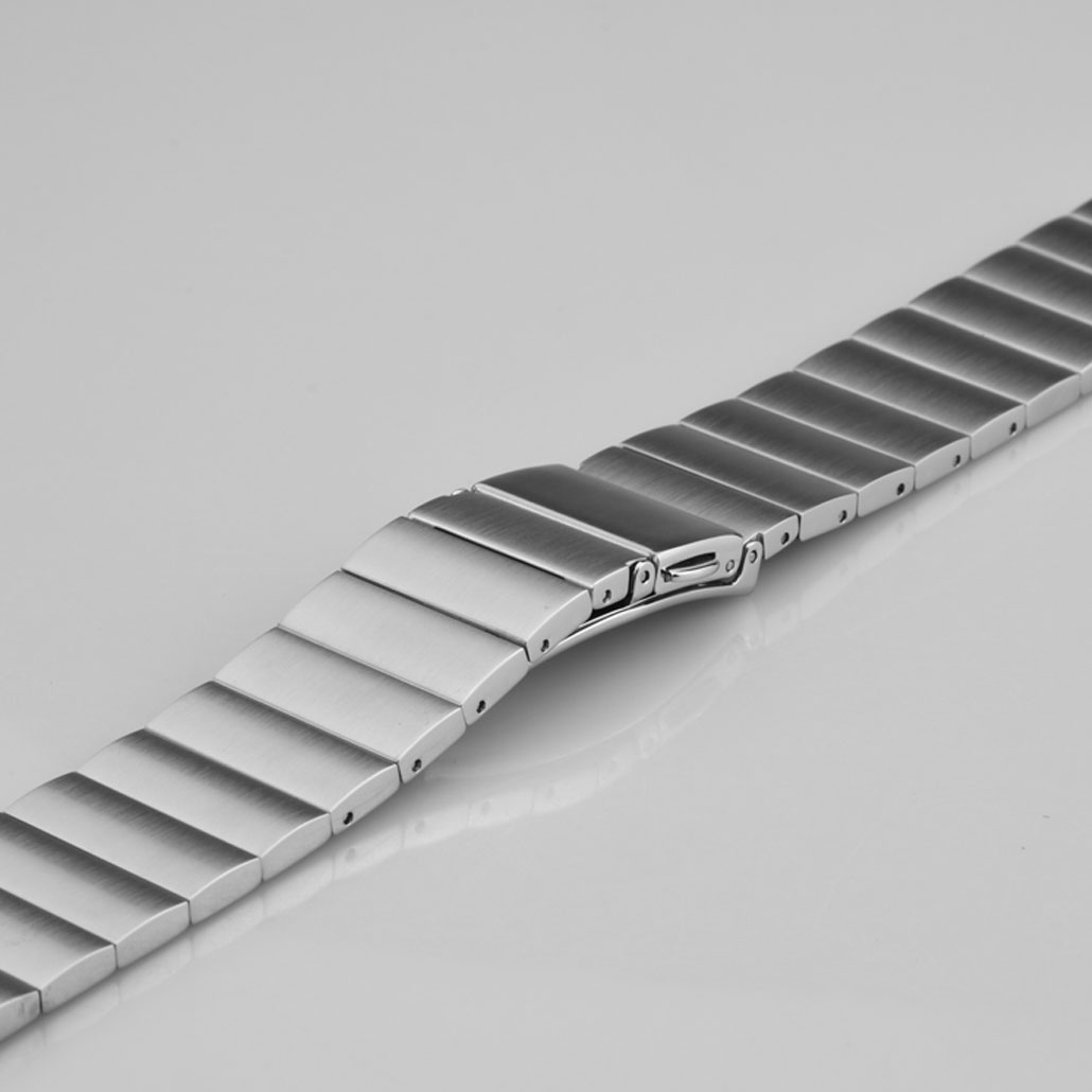 Silver Push Button Clasp Stainless-Steel Watch Bracelet