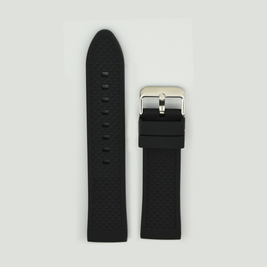 Black Silicone Rubber Watch Strap