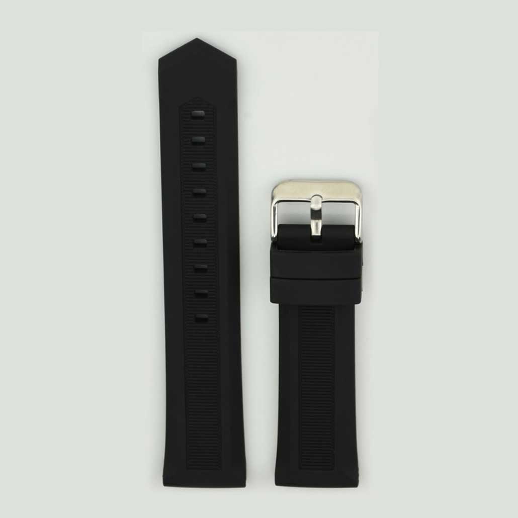 Black Silicone Rubber Women's Watch Band