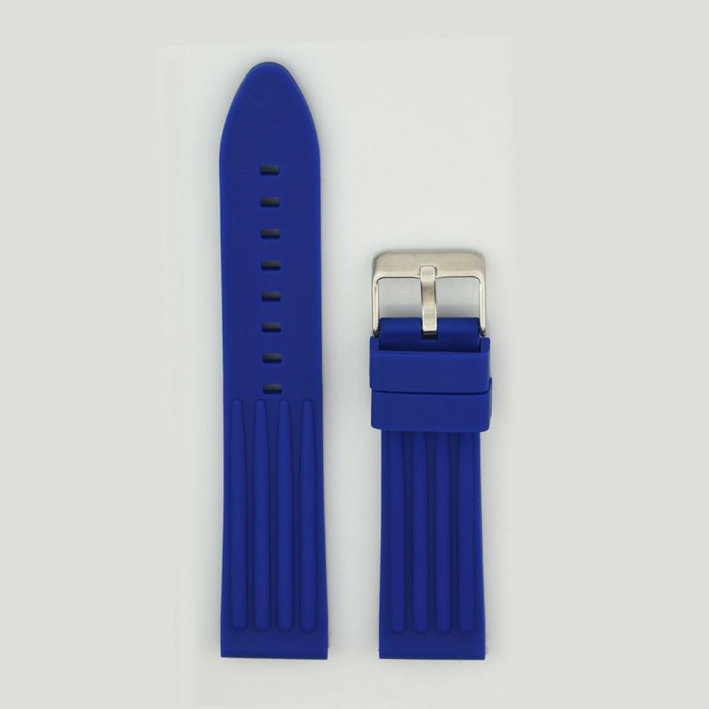 Blue Silicone Rubber Watch Strap
