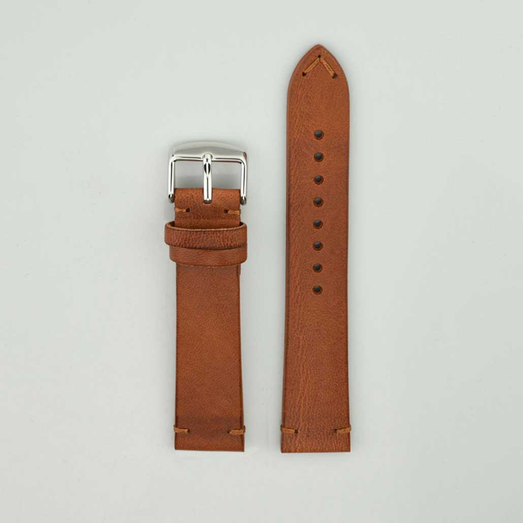 Fine Leather Watch Strap In Brown