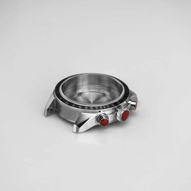 Stainless Steel Watch Case with Red Press Button